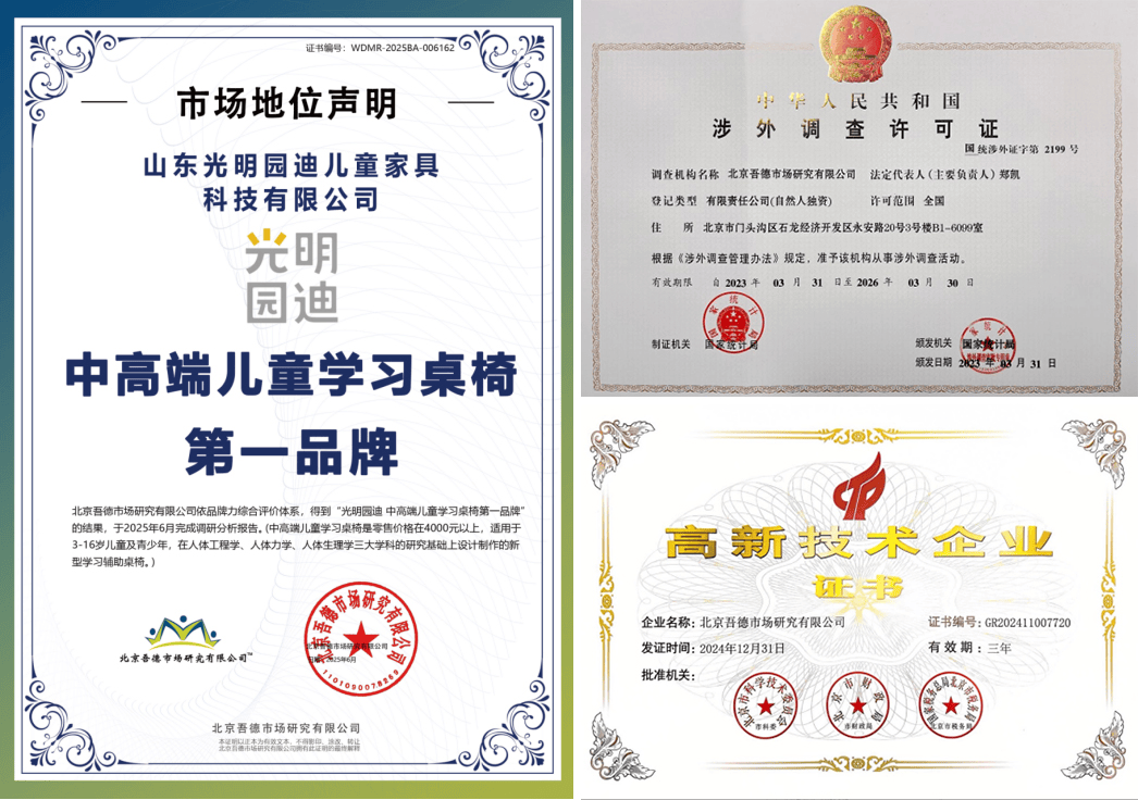 椅第一品牌”认证 硬核实力引领行业品质升级瓦力游戏试玩光明园迪斩获“中高端儿童学习桌(图4)